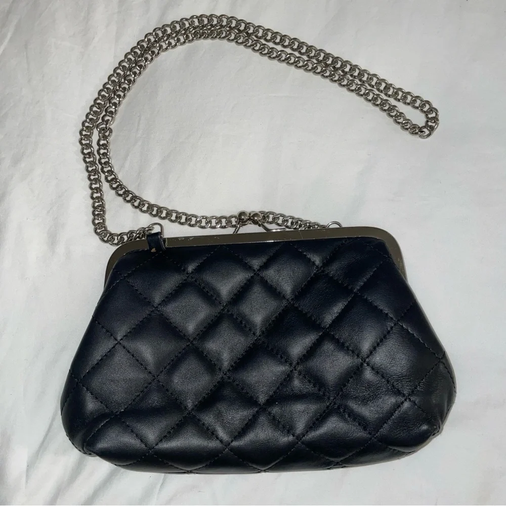 Margot New York Quilted Leather Chain Strap Clutch Bag 12x5